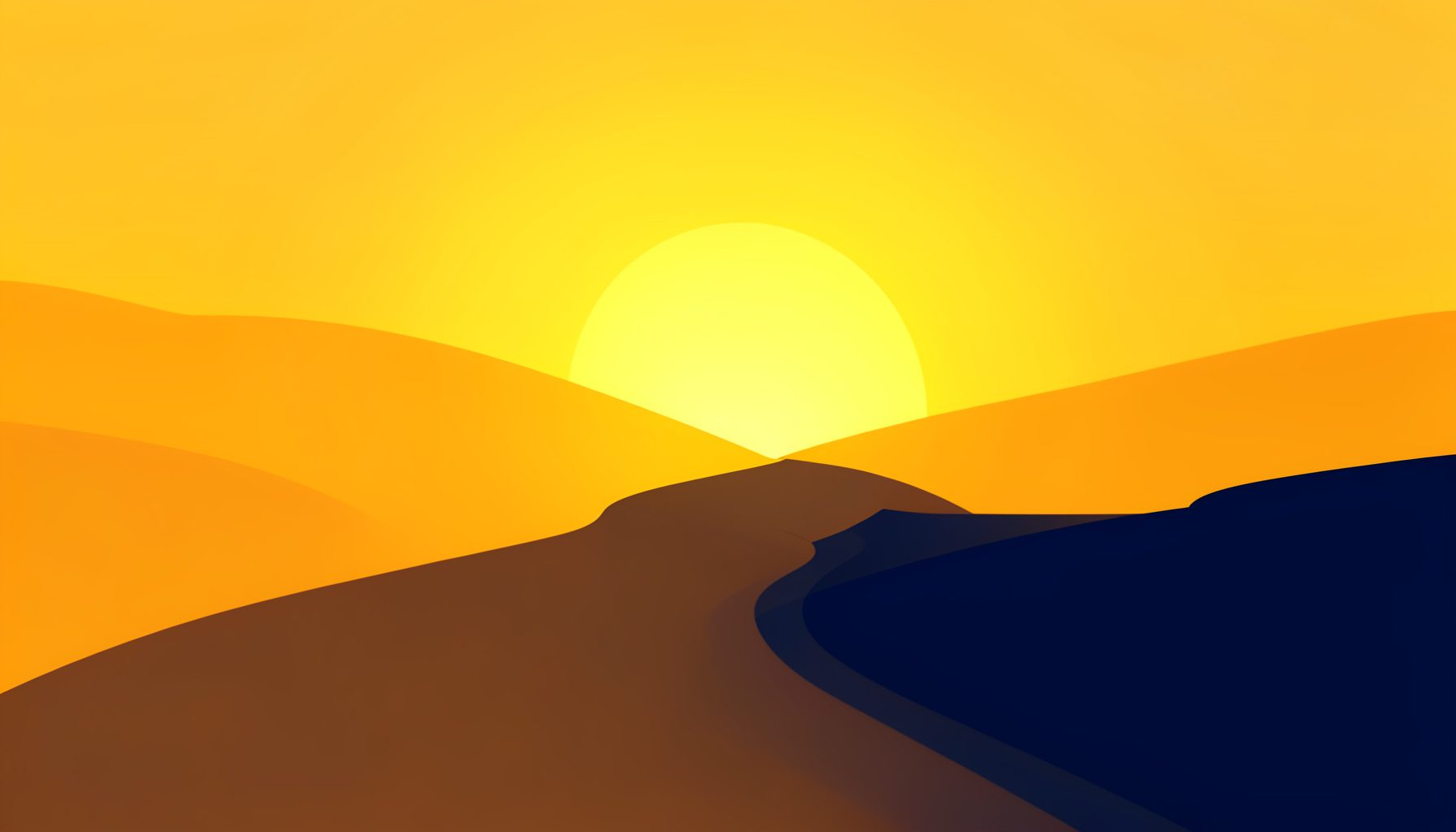 A flat vector illustration of a winding path leading upward toward a glowing golden horizon, with warm amber and deep navy tones conveying ambition and forward momentum.
